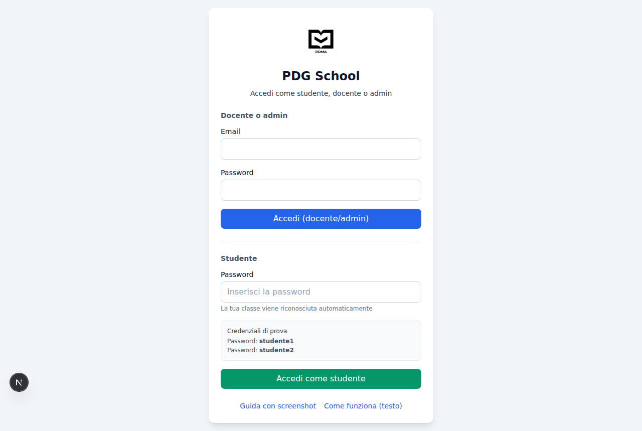 Schermata login Church School